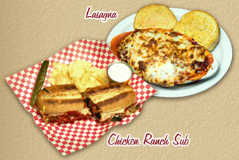 lasagna and chicken ranch sub